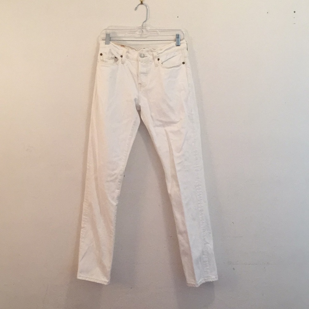 LEVIS 501 white jeans with tan stitching size 4